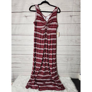 A: Glow Womens A Line Dress Red Striped Stretch Maxi‎ Sleeveless Maternity M New